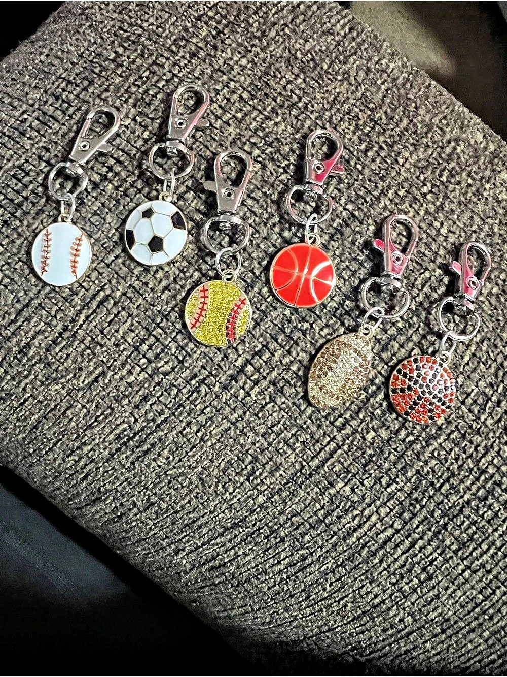 Sports Keychain Charm Set Silver & Red Like New